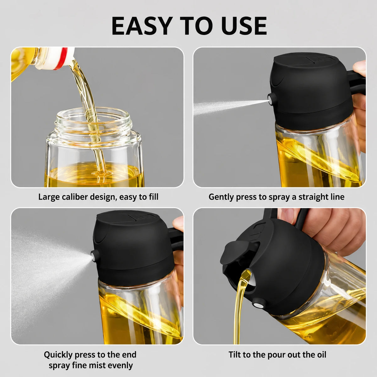 2-in-1 Oil Sprayer & Dispenser Bottle – 470ml | Spray & Pour Cooking Oil Bottle