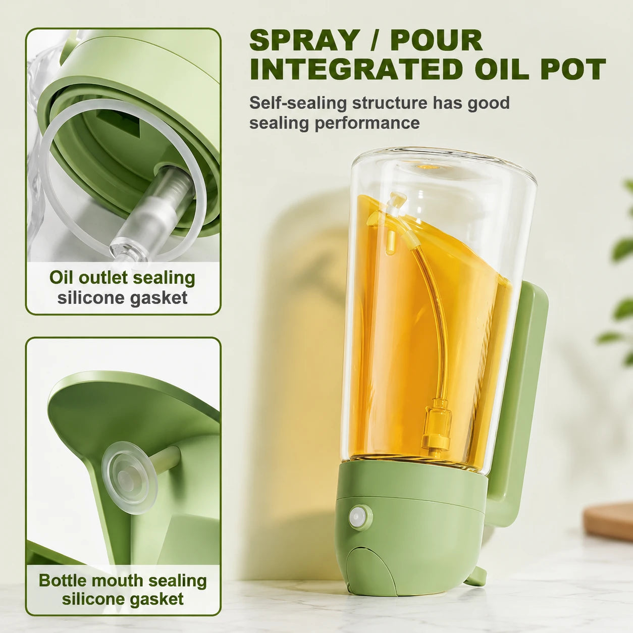 2-in-1 Oil Sprayer & Dispenser Bottle – 470ml | Spray & Pour Cooking Oil Bottle