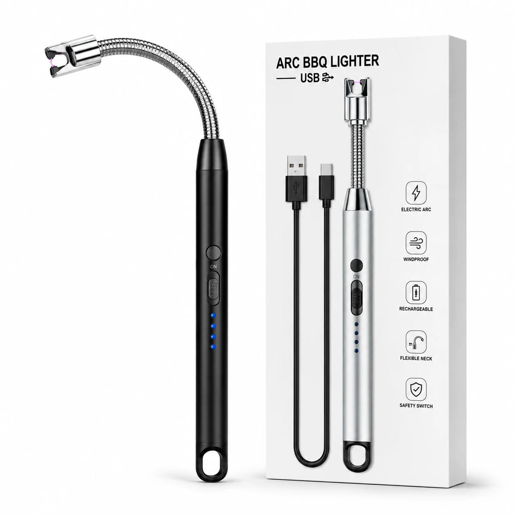 USB Rechargeable Electric Arc Lighter with Flexible Neck | Windproof BBQ & Candle Lighter