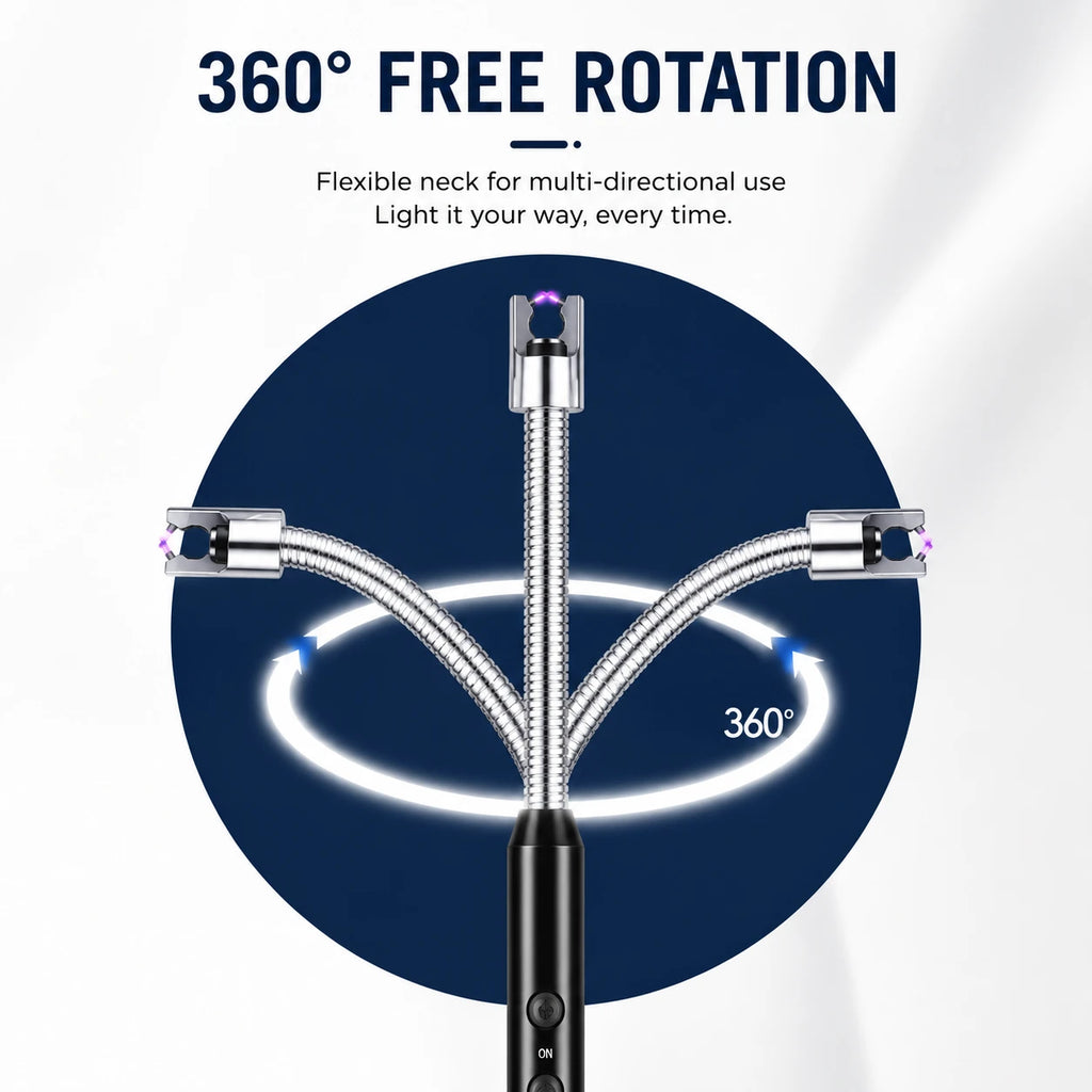 USB Rechargeable Electric Arc Lighter with Flexible Neck | Windproof BBQ & Candle Lighter